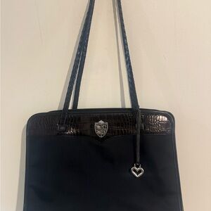 Brighton Black Leather Computer Bag